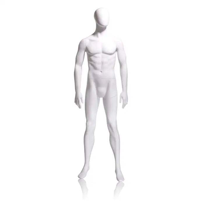 Econoco Slate Male Oval Head Mannequin with Right Hand on Hip and