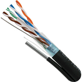 Vertical Cable 069-563/S/MESG 23 AWG CAT6 STP Solid BC Outdoor Rated Cable with Messenger 1000ft Black